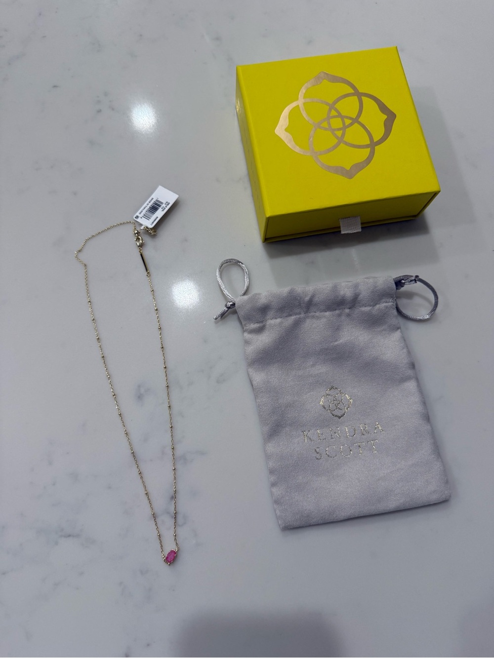 NWT Kendra Scott Gold Necklace with Pink Pendant